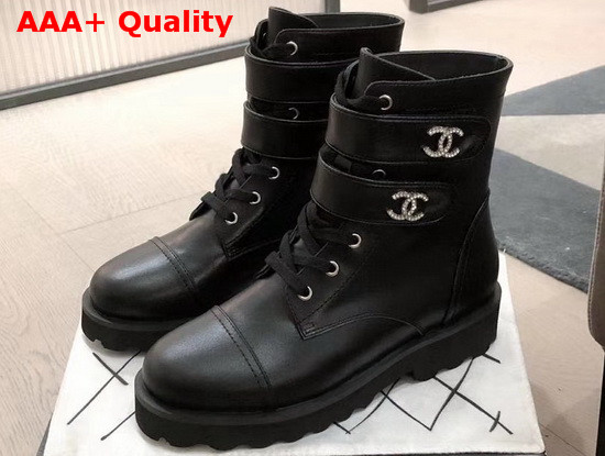 Chanel Strap Ankle Boots in Black Calfskin Replica