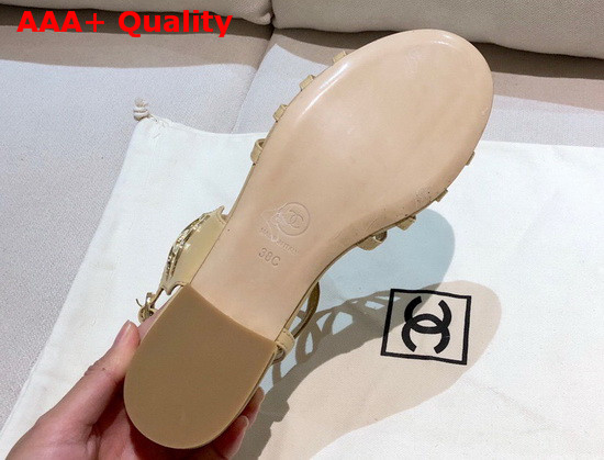 Chanel Strap Sandal in Beige Lambskin Replica