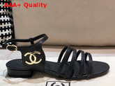 Chanel Strap Sandal in Black Lambskin Replica