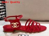 Chanel Strap Sandal in Red Lambskin Replica