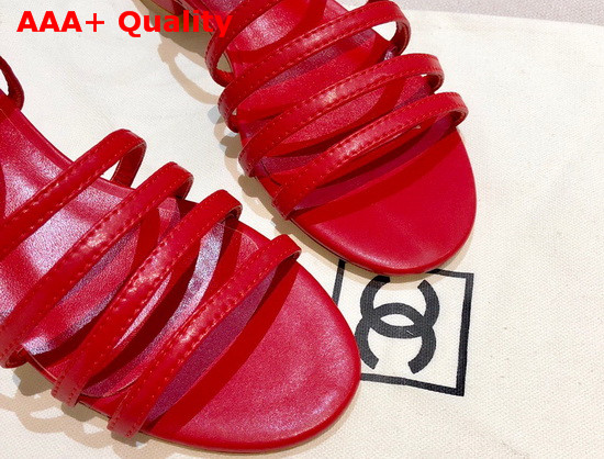 Chanel Strap Sandal in Red Lambskin Replica