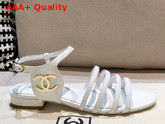 Chanel Strap Sandal in White Lambskin Replica