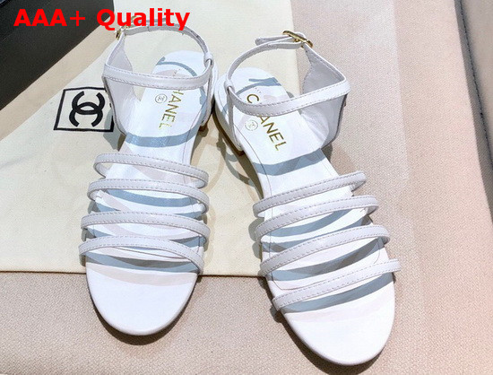 Chanel Strap Sandal in White Lambskin Replica