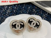 Chanel Stud Earrings Metal and Strass Gold Black Dark Gold Crystal ABB664 Replica