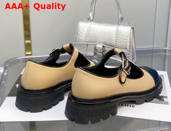 Chanel T Strap Shoes in Beige and Black Leather Replica