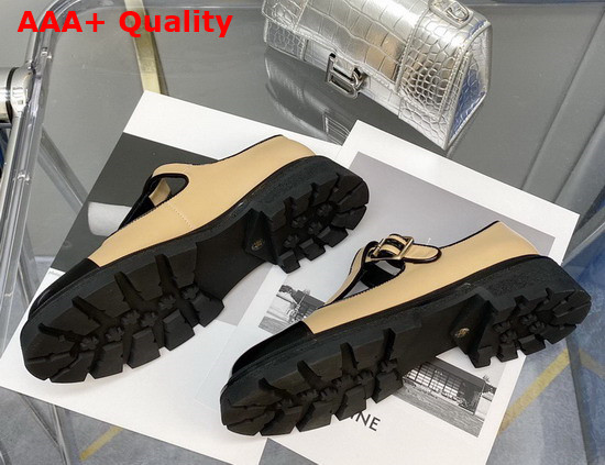 Chanel T Strap Shoes in Beige and Black Leather Replica