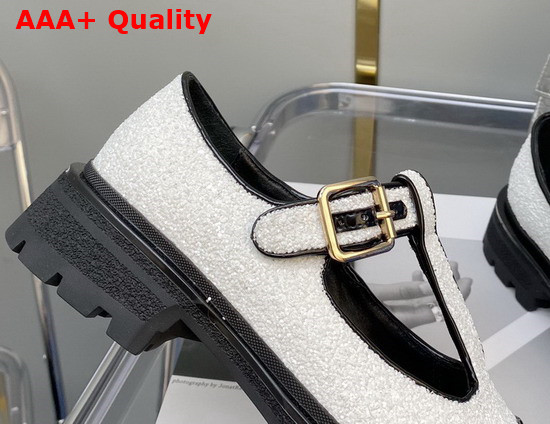 Chanel T Strap Shoes in White Tweed and Black Patent Leather Replica