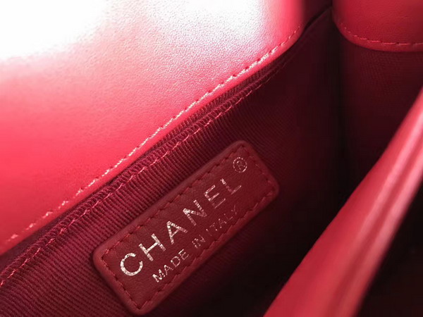 Chanel The Latest Flap Bag Calfskin and Silver Tone Metal Red For Sale