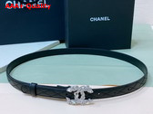 Chanel Thin Belt Quilted and Embroidered Lambskin Silver CC Belt Buckle with Crystals Replica