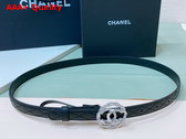 Chanel Thin Belt in Black Quilted Leather with Camellia Belt Buckle and Strass Replica