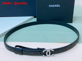 Chanel Thin Belt in Black Quilted Leather with Silver CC Belt Buckle Replica