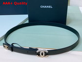 Chanel Thin Belt in Black Smooth Leather with Gold CC Belt Buckle and Strass Replica