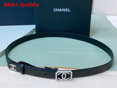 Chanel Thin Belt in Black Smooth Leather with Silver Square Belt Buckle Replica