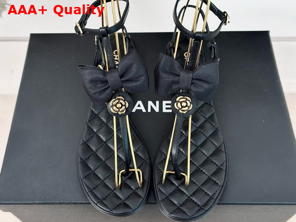 Chanel Thong Sandals in Black Grosgrain G45535 Replica