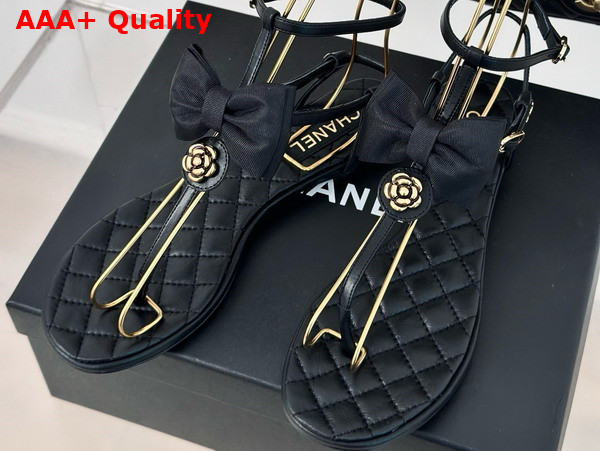 Chanel Thong Sandals in Black Grosgrain G45535 Replica