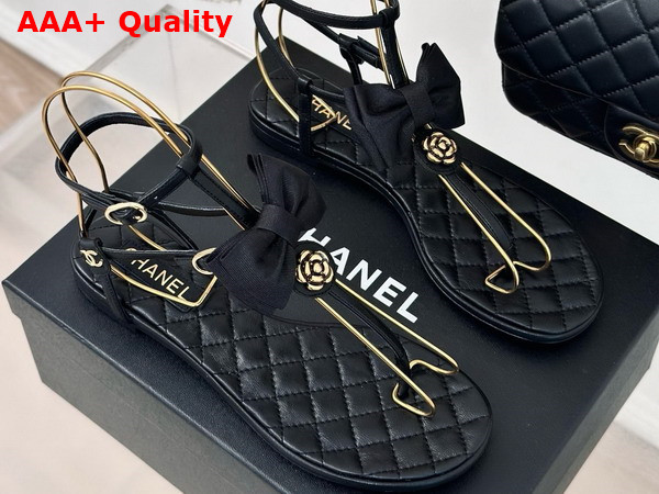 Chanel Thong Sandals in Black Grosgrain G45535 Replica