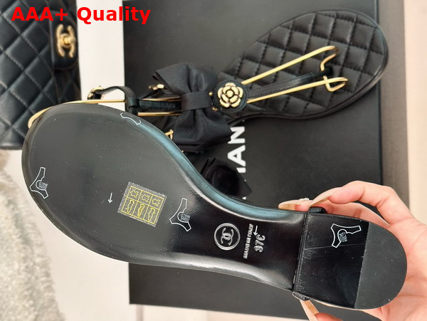 Chanel Thong Sandals in Black Grosgrain G45535 Replica