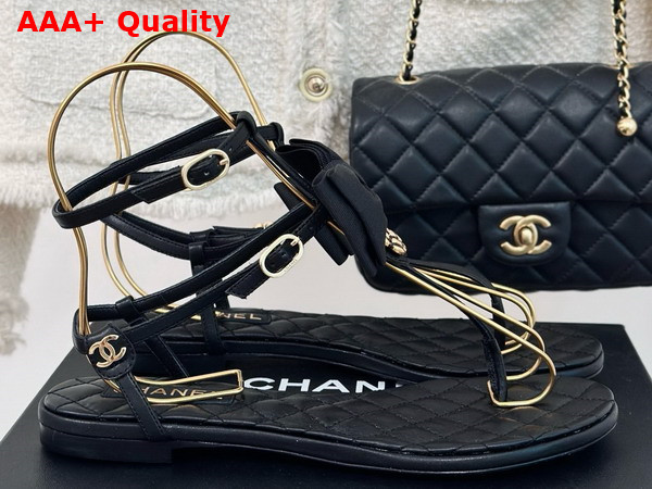 Chanel Thong Sandals in Black Grosgrain G45535 Replica