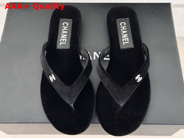 Chanel Thongs Velvet Black Ref G45716 Replica