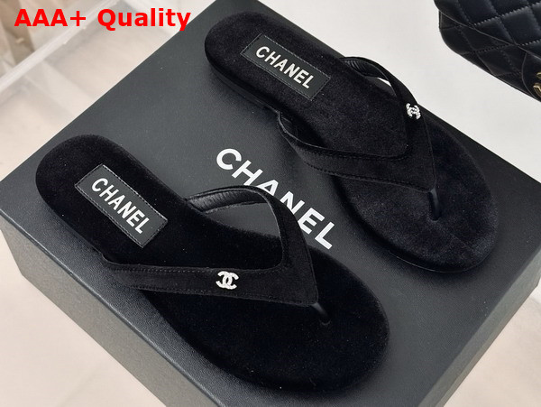 Chanel Thongs Velvet Black Ref G45716 Replica