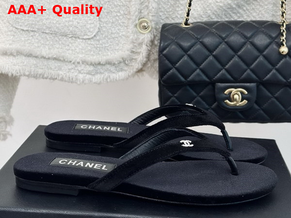 Chanel Thongs Velvet Black Ref G45716 Replica