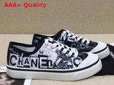 Chanel Trainer Sneaker in Embroidered Printed Canvas Black and White Replica