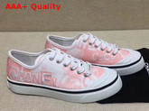 Chanel Trainer Sneaker in Embroidered Printed Canvas Pink and White Replica