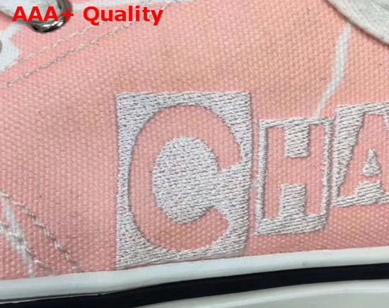 Chanel Trainer Sneaker in Embroidered Printed Canvas Pink and White Replica