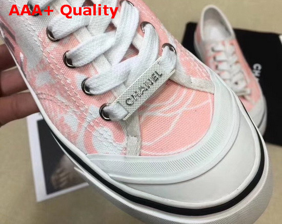 Chanel Trainer Sneaker in Embroidered Printed Canvas Pink and White Replica