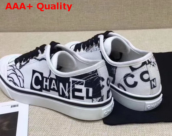 Chanel Trainer Sneaker in Printed Canvas White and Black Replica