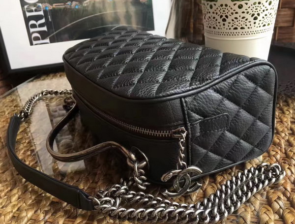 Chanel Travel Bowling Bag in Black Grained Calfskin For Sale