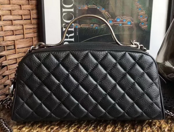 Chanel Travel Bowling Bag in Black Grained Calfskin For Sale