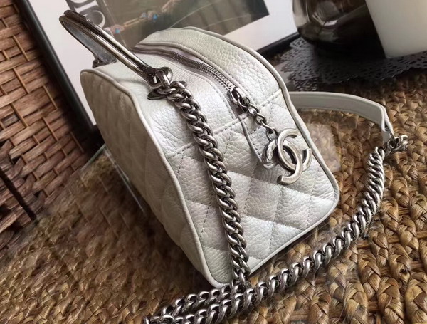 Chanel Travel Bowling Bag in Stone Grained Calfskin For Sale