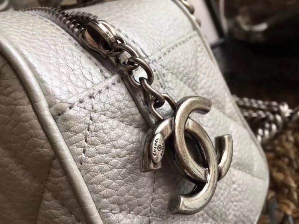 Chanel Travel Bowling Bag in Stone Grained Calfskin For Sale