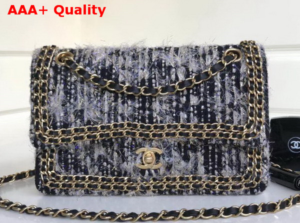 Chanel Tweed Flap Bag Black Replica