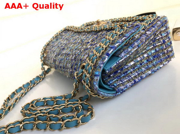 Chanel Tweed Flap Bag Blue Replica