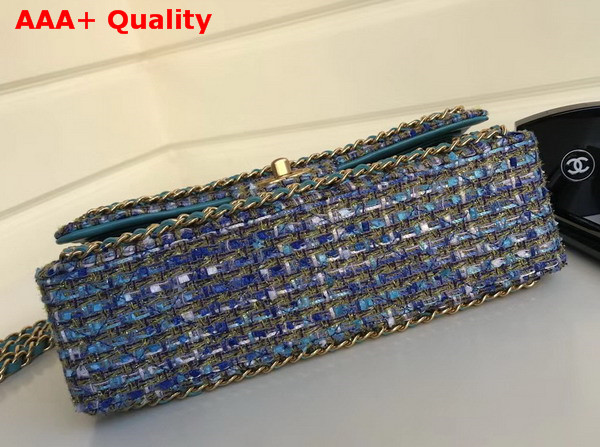 Chanel Tweed Flap Bag Blue Replica