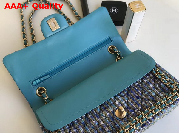 Chanel Tweed Flap Bag Blue Replica