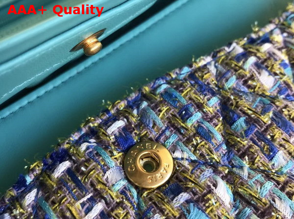 Chanel Tweed Flap Bag Blue Replica