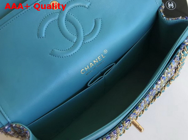 Chanel Tweed Flap Bag Blue Replica