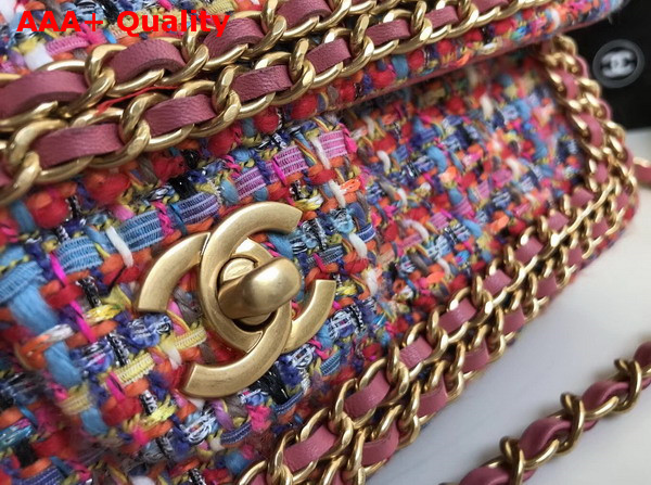 Chanel Tweed Flap Bag Pink Replica