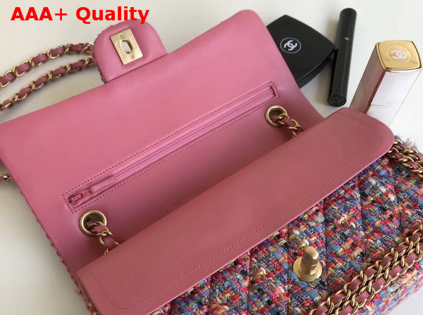 Chanel Tweed Flap Bag Pink Replica