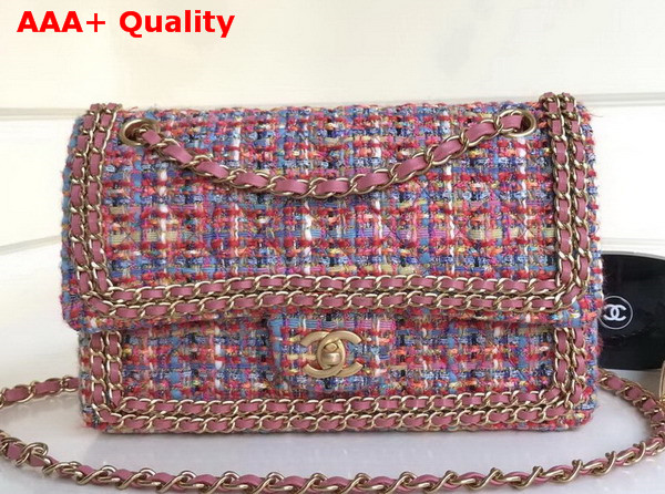 Chanel Tweed Flap Bag Pink Replica