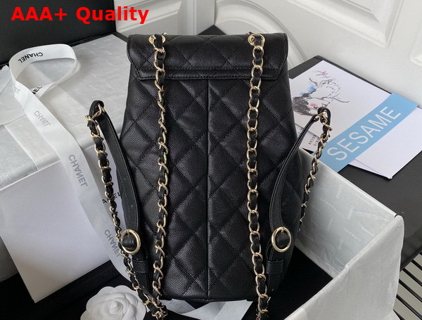 Chanel Two Pocket Backpack in Black Grained Calfskin Replica