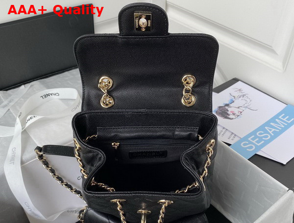 Chanel Two Pocket Backpack in Black Grained Calfskin Replica