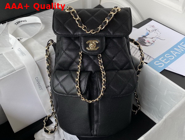 Chanel Two Pocket Backpack in Black Grained Calfskin Replica