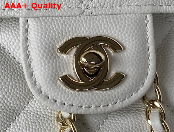 Chanel Two Pocket Backpack in White Grained Calfskin Replica