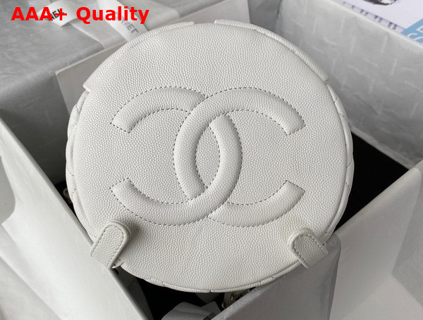 Chanel Two Pocket Backpack in White Grained Calfskin Replica