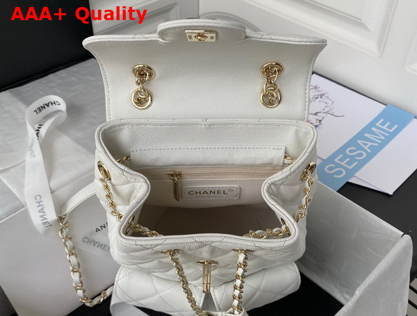 Chanel Two Pocket Backpack in White Grained Calfskin Replica