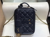 Chanel Vanity Case Grained Calfskin and Gold Tone Metal Black AS0988